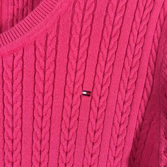 Tommy Hilfiger Sweater Women's Large Pink Crew Neck Long Sleeve 100% Cotton - Picture 7 of 7